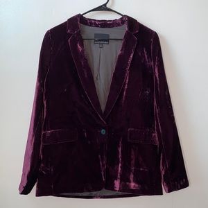 Banana Republic’s Blazer Soft Velvet Royal Purple Womens 4 Relaxed Slim Fit